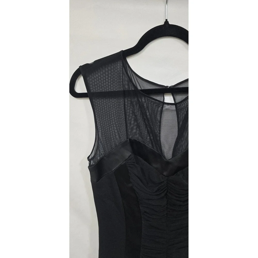 Y2K Cach's women 8 black mini dress bodycone cocktail mesh shoulders‎